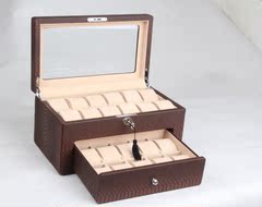 高档手表收藏盒 手表收纳盒22只装 双层抽屉式手表盒 皮质手表盒