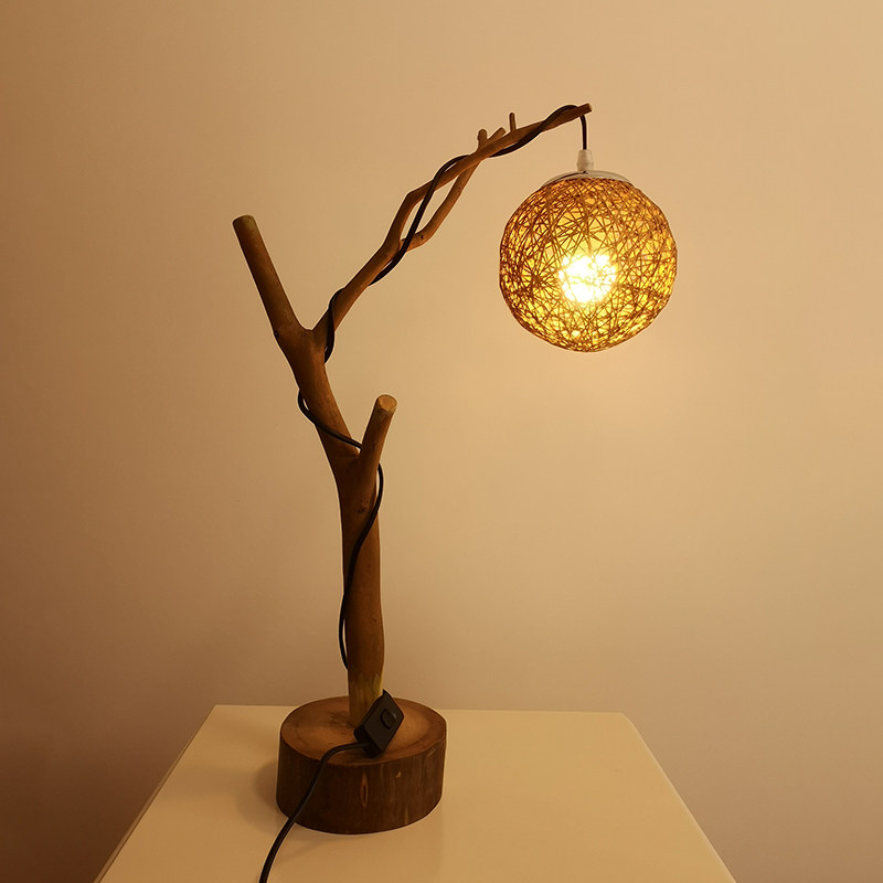研木社树枝台灯自然随形个性书房办公民宿艺术北欧田园装饰创意灯