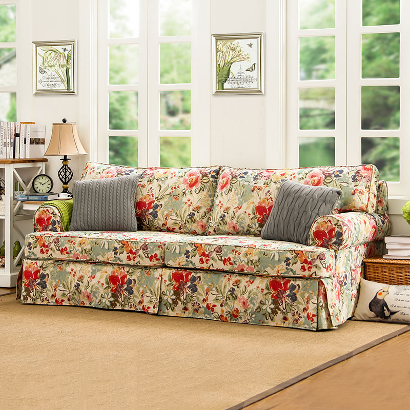 沙发小户型美式三人乡村客厅田园风格