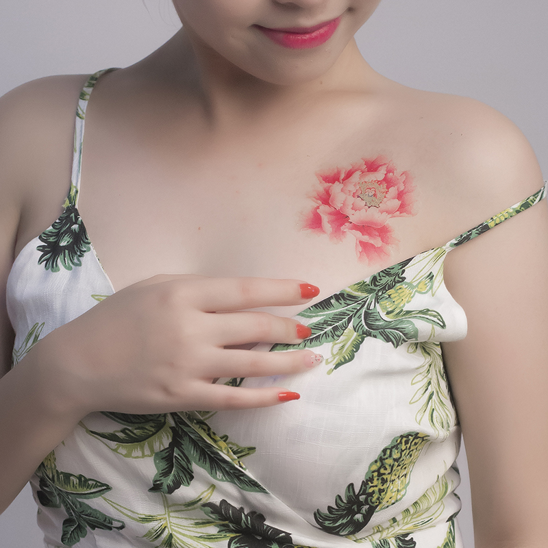 仿真_米奴牡丹花朵肩膀雏菊性感玫瑰纹身贴防水女持久仿真个性胸部