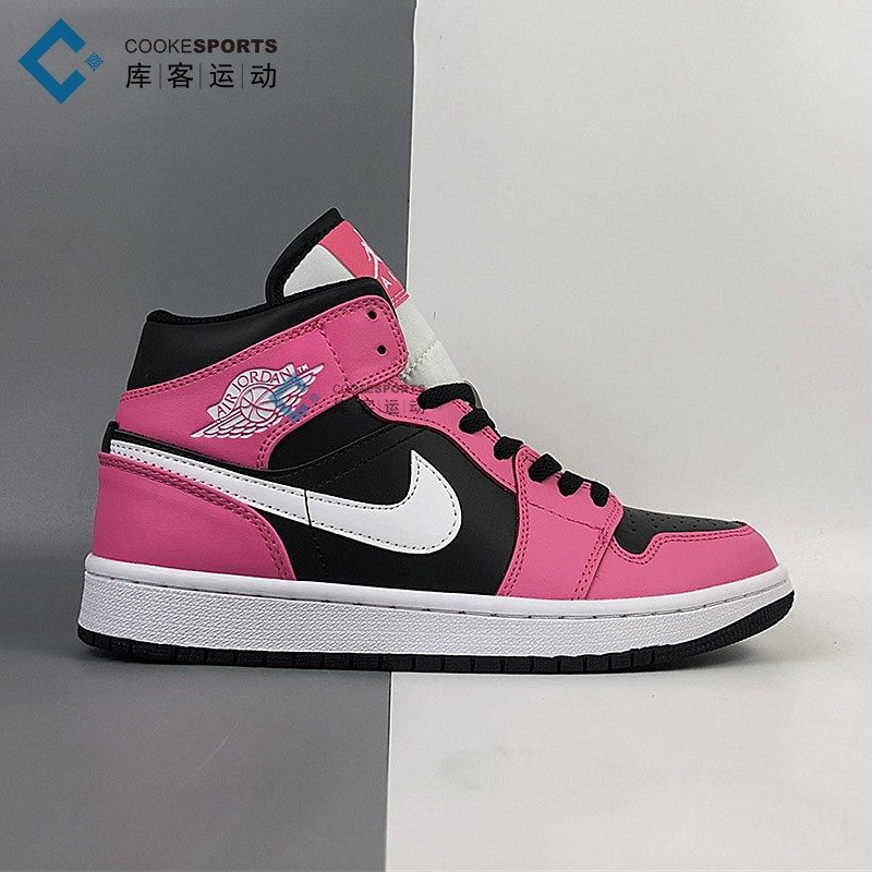 库客airjordan1midaj1黑粉女子中帮篮球鞋555112002