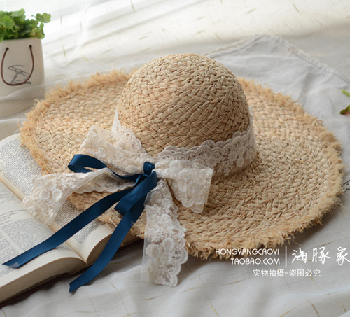 包邮原创设计度假旅游蕾丝沙滩帽大沿草帽遮阳帽子夏天女式草编帽|ruв категории Аксессуары, шляпа - от Buy2taobao.com для оказания профессиональной услуги покупки агента Taobao