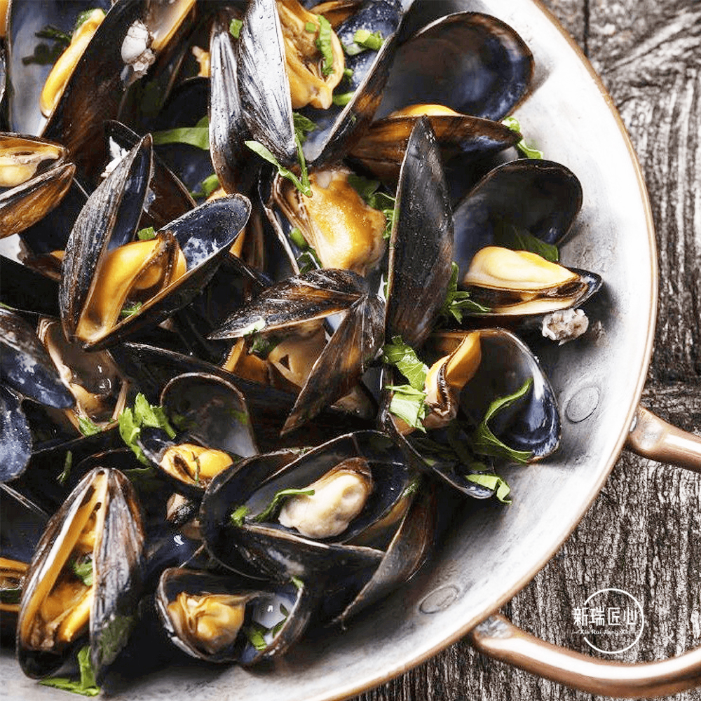法国空运进口 鲜活蓝贻贝 blue mussel 1kg 青蓝口贝法国原装
