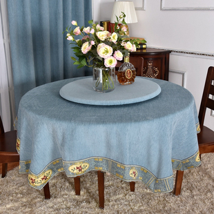 新中式多边形大圆桌布圆桌子餐桌布家用纯色茶几布小方桌台布定制