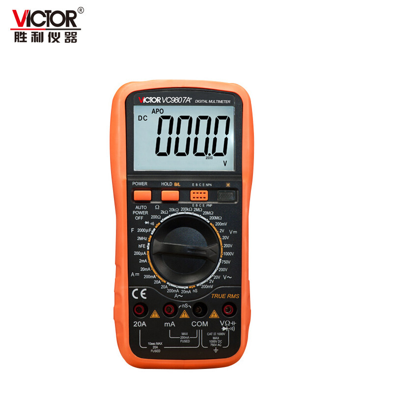 victor胜利vc9807a四位半高精度数字万用表多用表电导电容频率