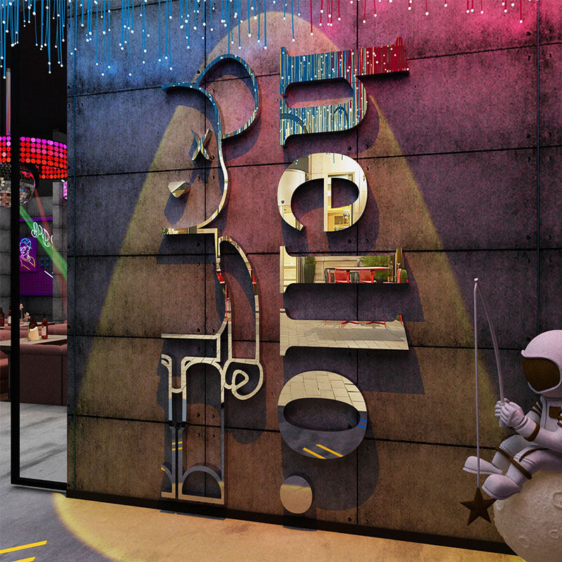 咖啡厅墙面装饰品网打卡背景墙拍照区布置茶店摆件壁纸贴画文化墙贴