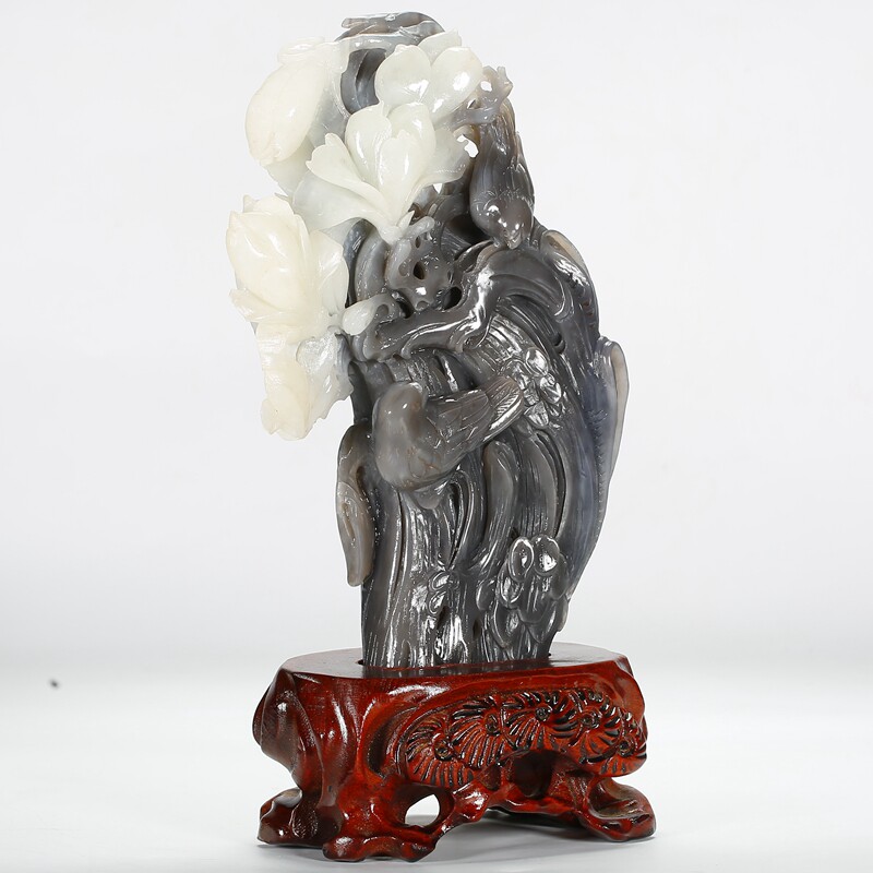 【鸟语花香】和田玉 青花玉 花鸟摆件 1277.951克