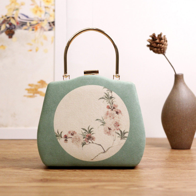 阿呆手工包 原创中国风花朵汉服包包古风包手提口金包旗袍配包