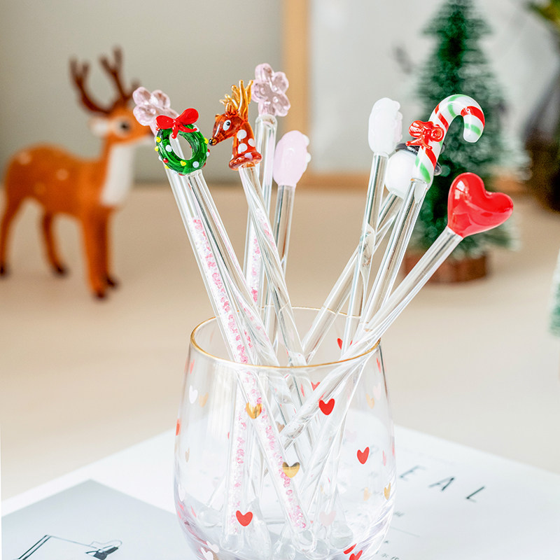 玻璃棒搅拌棒_yeah日式玻璃搅拌棒可爱卡通牛奶饮料果汁咖啡奶茶调酒