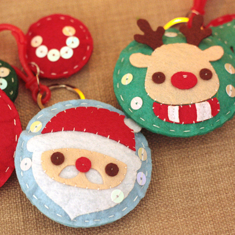 不织布材料包diy手工布艺圣诞新年春节礼物猪年小猪钥匙挂 - 织布虫虫