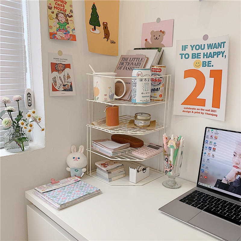 *漂亮的小姨妈* ins书桌置物架多层桌面收纳宿舍铁艺转角整理架子