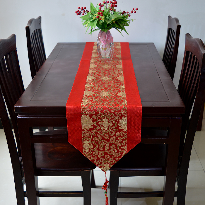 中国风茶几餐桌旗垫布 明清古典长条装饰布艺 现代中式床旗柜旗布