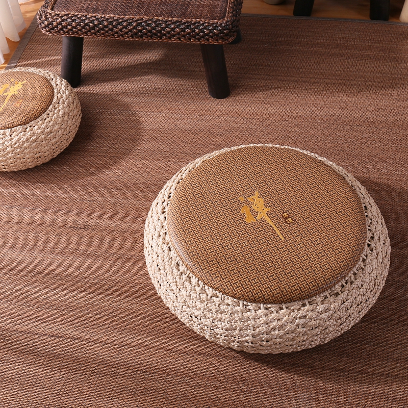 藤编打坐蒲团禅修垫地板坐墩坐垫禅意拜佛垫养生跪拜垫草编蒲团垫