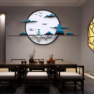 【江山如画】新中式墙面装饰品客厅壁挂创意金属挂件禅意餐厅挂饰