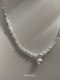 绝甜同款~珍珠拼接碎银子超闪锆石项链高级感气质轻奢锁骨链16032