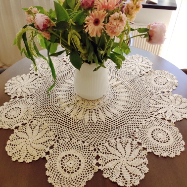 民国老蒋风格 法式波西米亚 老奶奶手工钩针桌布 米白色圆桌布