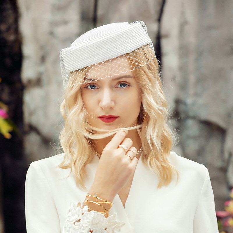 12ee 夏季时尚优雅麻纱小礼帽女  英式赛马会百搭春夏女士帽子已售5