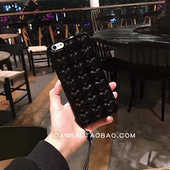韩国亮黑色爱心立体桃心iPhone7 plus手机壳苹果6/6s硅胶套防摔女