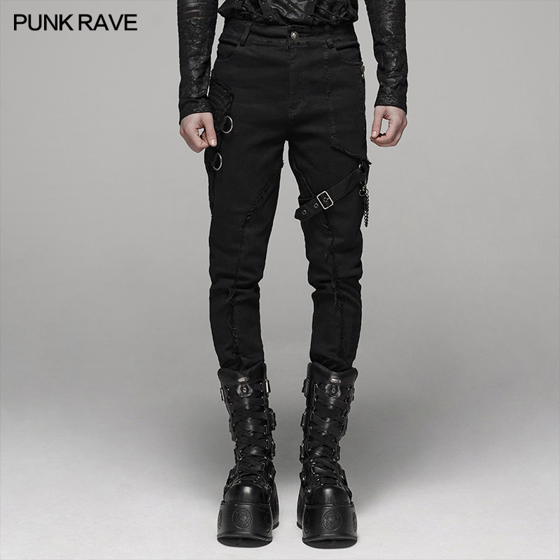 punk rave 朋克状态男装嘻哈个性摇滚歌手服装朋克机能风长裤rock