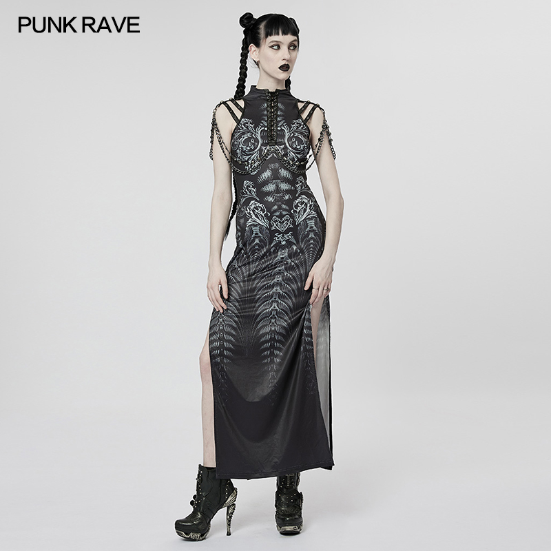 小破亚文化 PUNK RAVE pr朋克状态女装 未来感赛博朋克性感连衣裙