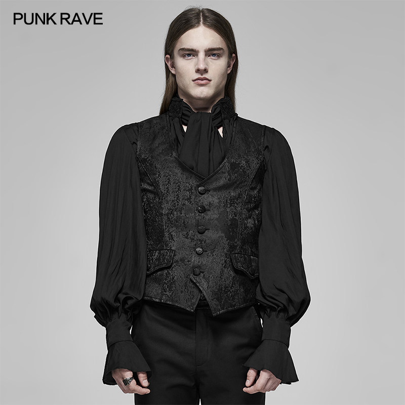punk rave pr朋克状态男装 复古中世纪巴洛克洛可可风格暗纹马甲