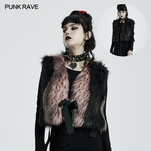 小破亚文化 PUNK RAVE pr朋克状态女装 粉条纹仿毛草外套