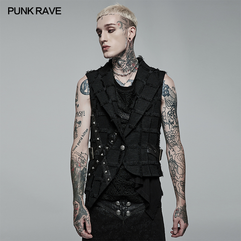 *小破亚文化 PUNK RAVE pr朋克状态男装 哥特式不对称朋克风马甲