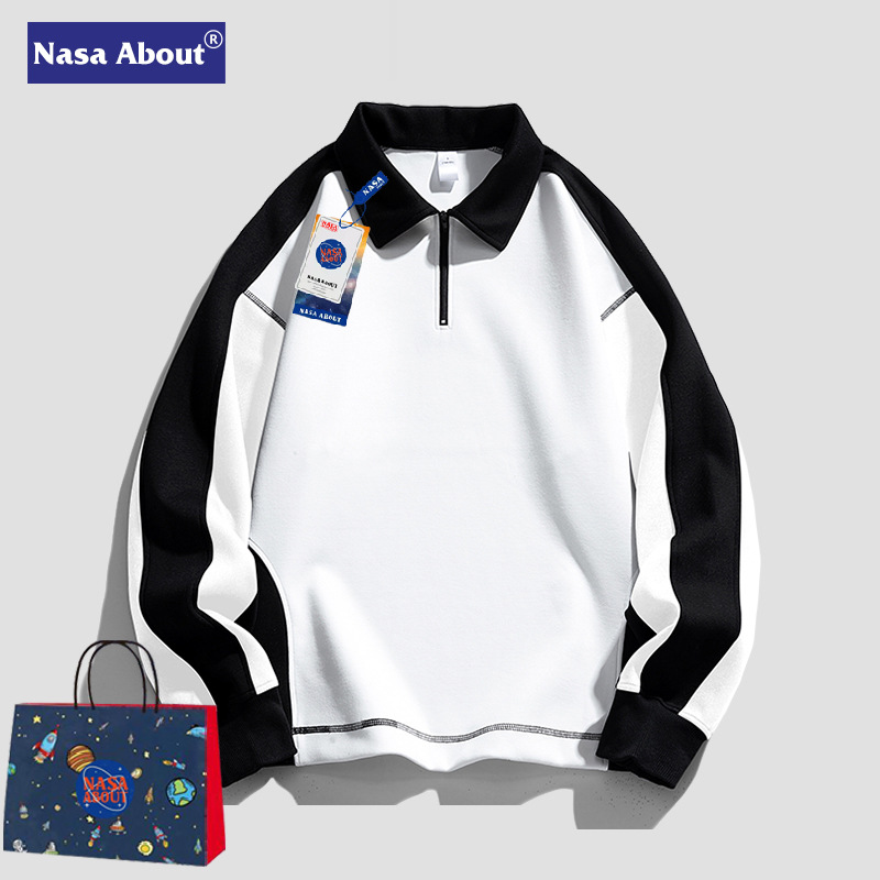 NASA士polo衫情侣款美式ins潮牌春季上衣服生纯棉卫衣宽松2024