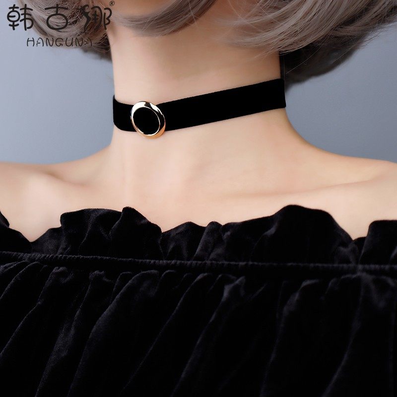 韩版ins风项链女黑色颈绳锁骨链简约颈带脖子装饰品项圈配饰颈链