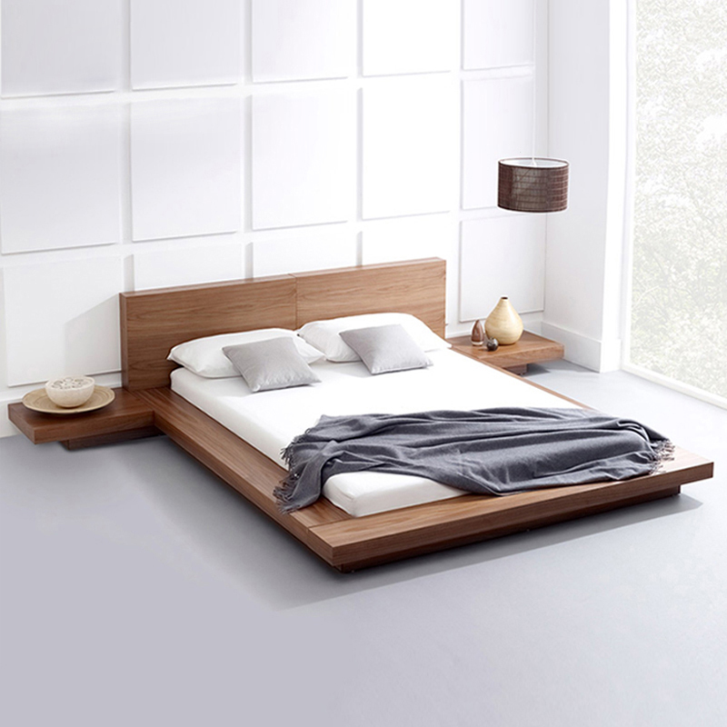 木朵朵家具红橡木日式北欧落地矮床定制简约现代实木榻榻米地台床