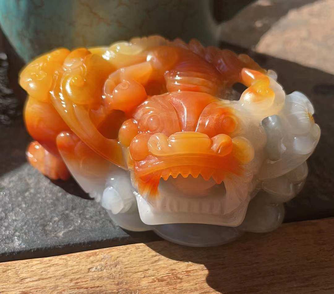 杨玉家云南天然黄龙玉阴阳脚三色金沙霸王貔貅手玩摆件证书包邮新