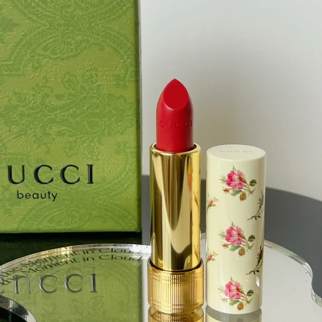 gucci古驰花卉限定哑光口红金管碎花细管唇膏505 208 213礼盒25