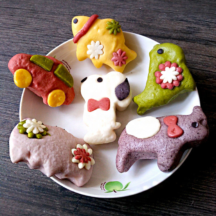 兔子鱼 bunnyfish 3份包邮手工蔬菜汁彩色拇指小馒头现做儿童辅食