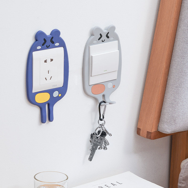 开关保护贴粘贴式插座保护套无痕免钉卡通可爱墙贴可夜光挂钥匙
