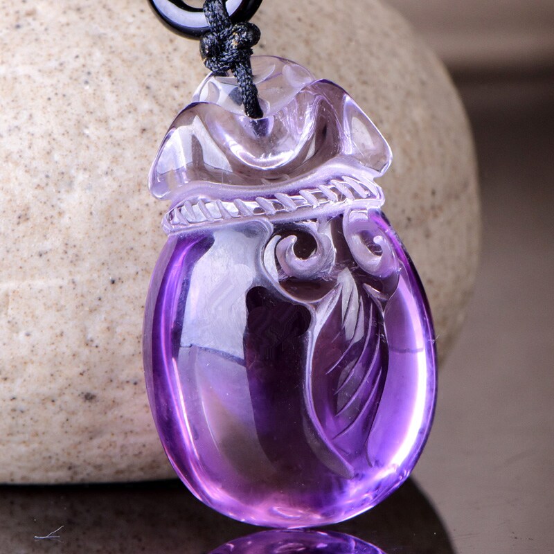 礼物天然紫水晶钱袋子吊坠代代有福玉坠项坠手机链招桃花吊坠