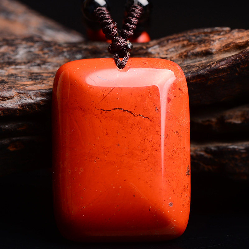 礼物天然红竹石平安无事牌吊坠云海石影子石挂件男女情侣项链礼物