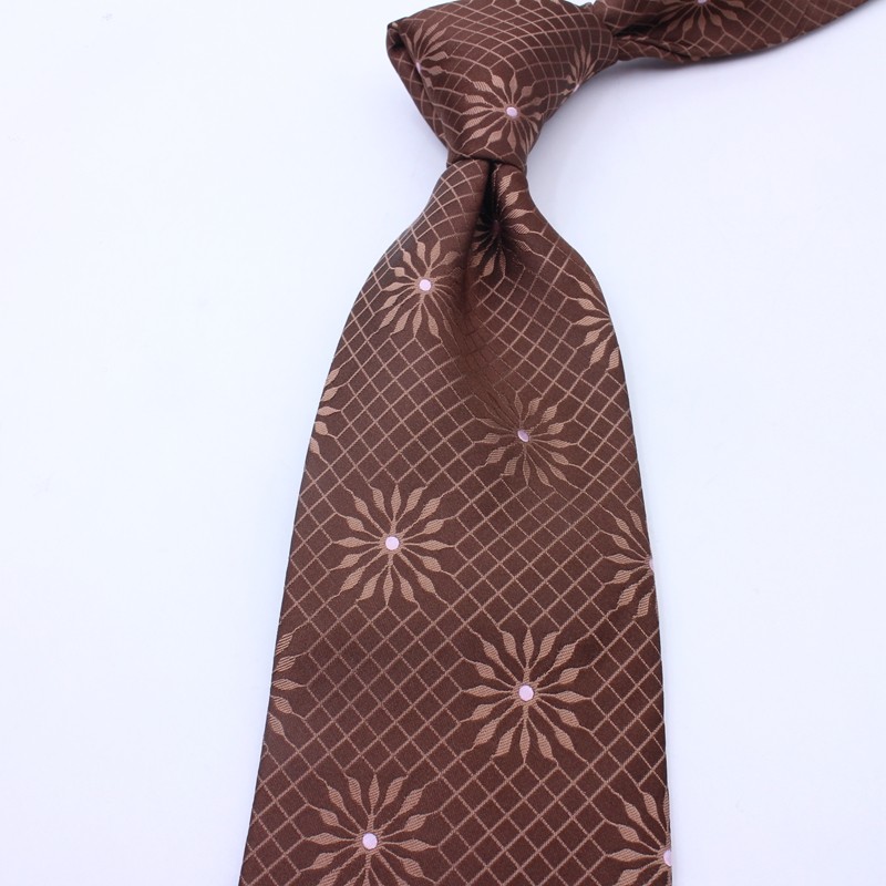 奢华品格高档花纹领带男士棕色刺绣桑蚕丝西服礼盒装商务休闲英伦