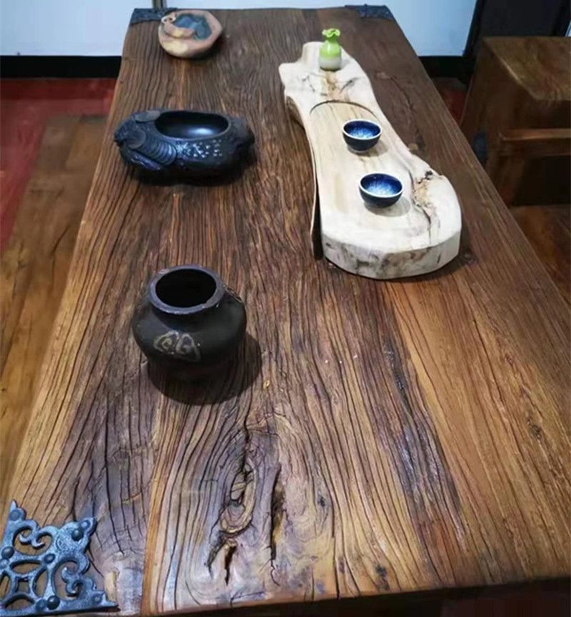 老榆木榆木板实木复古风化旧木板老门板茶台茶桌门板吧台怀旧定制