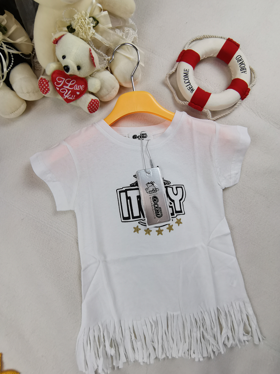 G·COW/格林牛牛儿童时尚T恤2022夏季婴幼女童棉质圆领短袖童装潮