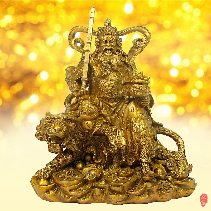 赵公明公明玄友武财神神像铜器铜像摆件骑虎摆件
