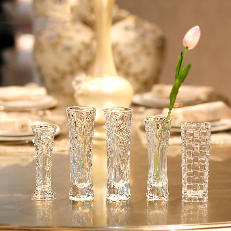 透明玻璃花瓶简约时尚餐桌酒店客房一枝花台面摆件迷你插花小花瓶