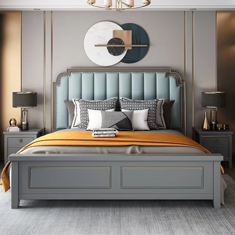 美式实木床轻奢软靠1.8米双人床现代简约1.5米主卧欧式婚床储物床