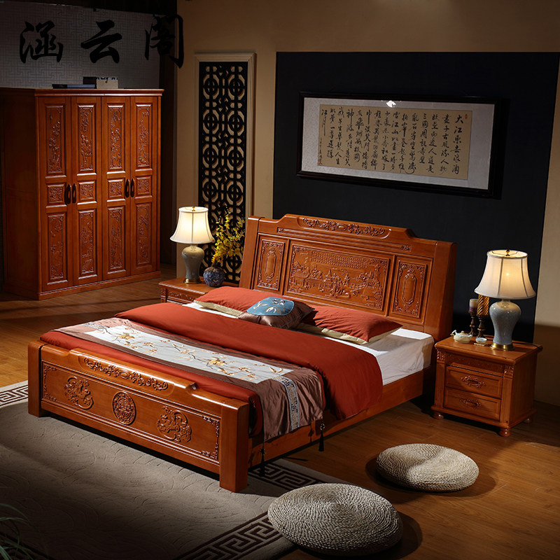 实木雕花床复古床中式明清古典双人床