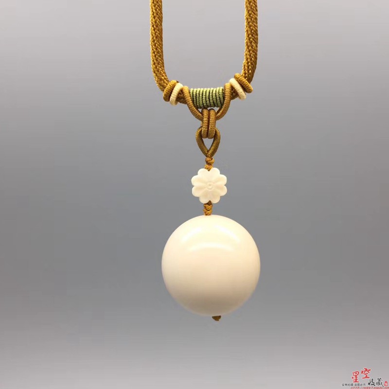 天然猛犸象牙30圆珠挂件吊坠锁骨链