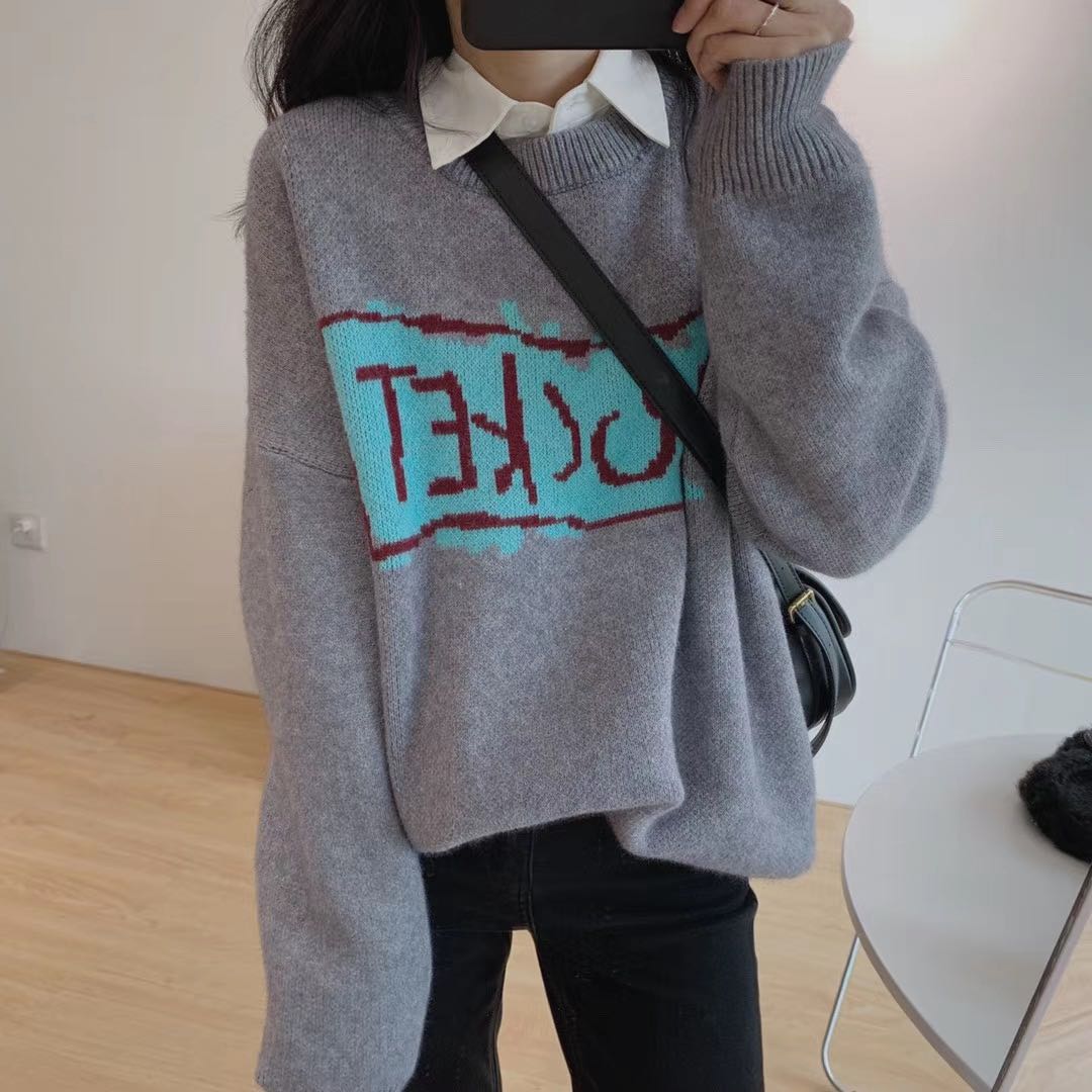 Mayfair Sunset winter New products Korean Edition Easy Large Coloring letter Two-sided knitting sweaterin the Women's clothing/Boutique , Sweaters category - from Buy2taobao.com to provide professional Taobao agent buy service
