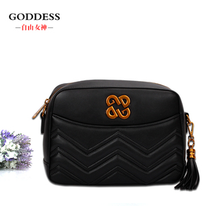 goddess自由女神专柜正品 浪舞千层h3706黑 时尚潮流手提单肩女包