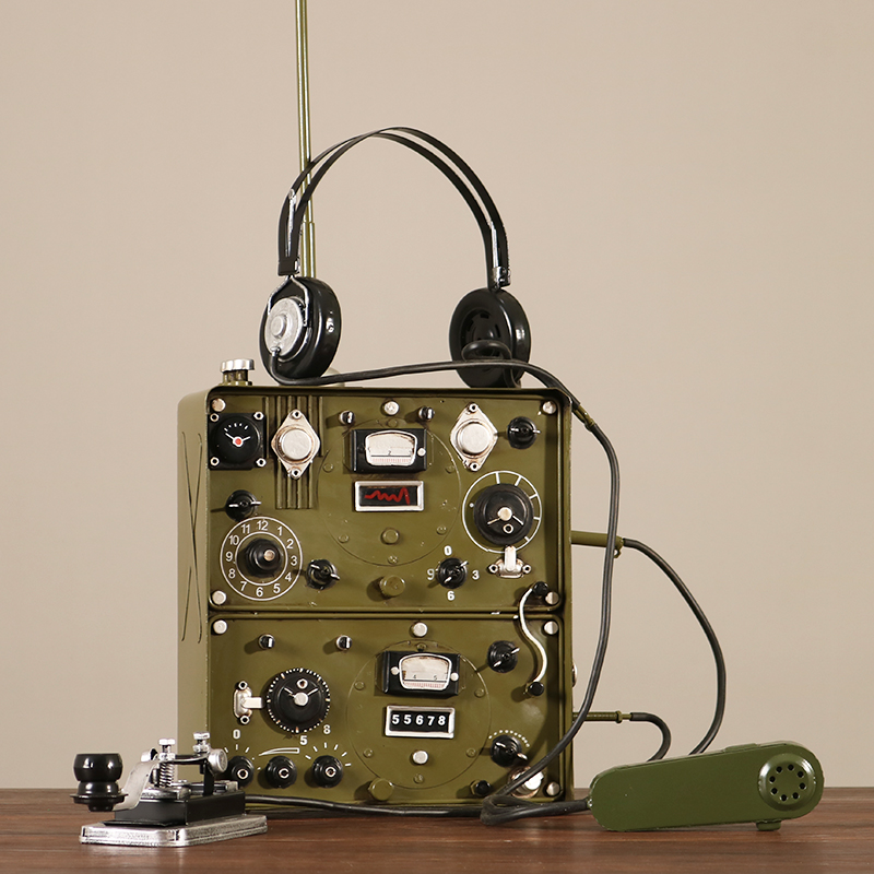 老式仿真电报机模型复古旧无线电台发报机摆件通讯物件装饰品道具