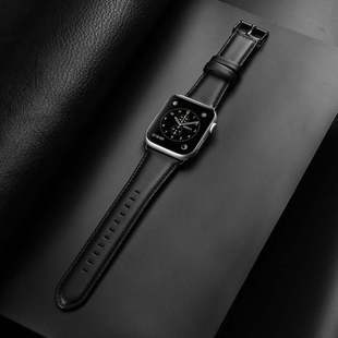 适用于苹果Apple Watch 4 5 6 7 8 Series 9 Leather Band Strap真皮表带男女腕带