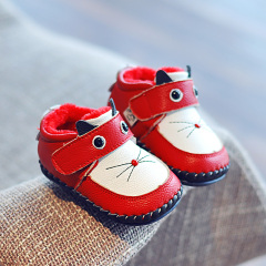 迪米尼奇 儿童皮鞋宝宝学步鞋真皮女童棉鞋加绒保暖男童鞋0-1-3岁