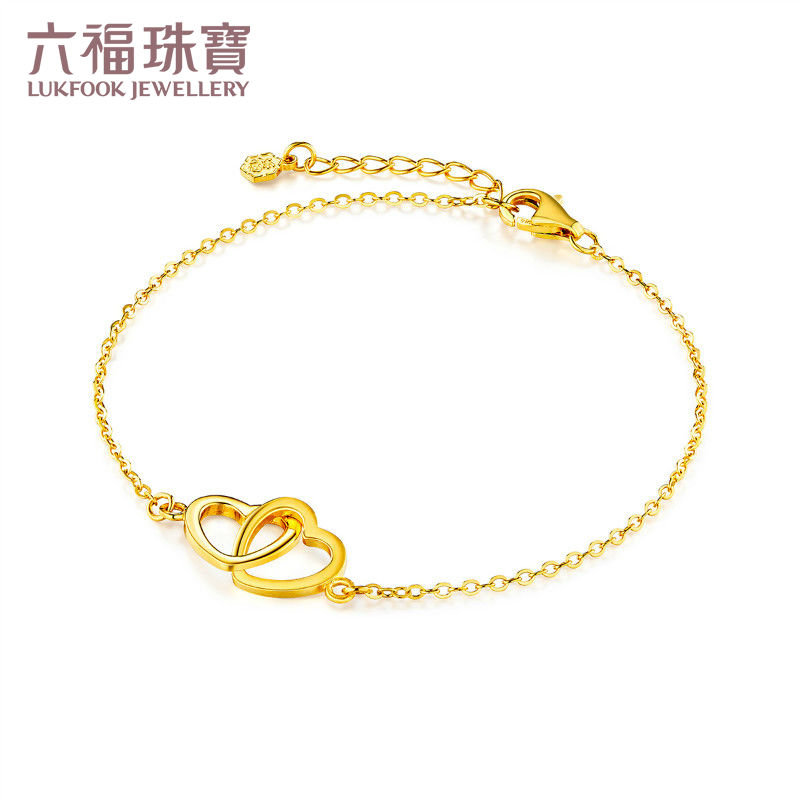 Luk Fook Jewelry goldstyle Sufficient gold Bracelet Double Heart gold Bracelet Gifts Price HMA15I60003in the Jewelry/Diamond/Jade/Gold , Gold jewelery (New) , 定价黄金, 定价黄金手链 category - from Buy2taobao.com to provide professional Taobao agent buy service